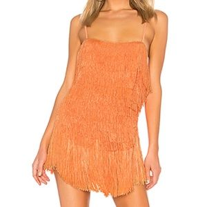 REVOLVE- NBD Sunrise Fringe Mini Dress in Sherbert